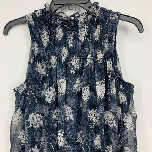Joie Dress Blue Floral Baltic Print Sleeveless Mini Sheer Overlay - Picture 6 of 13